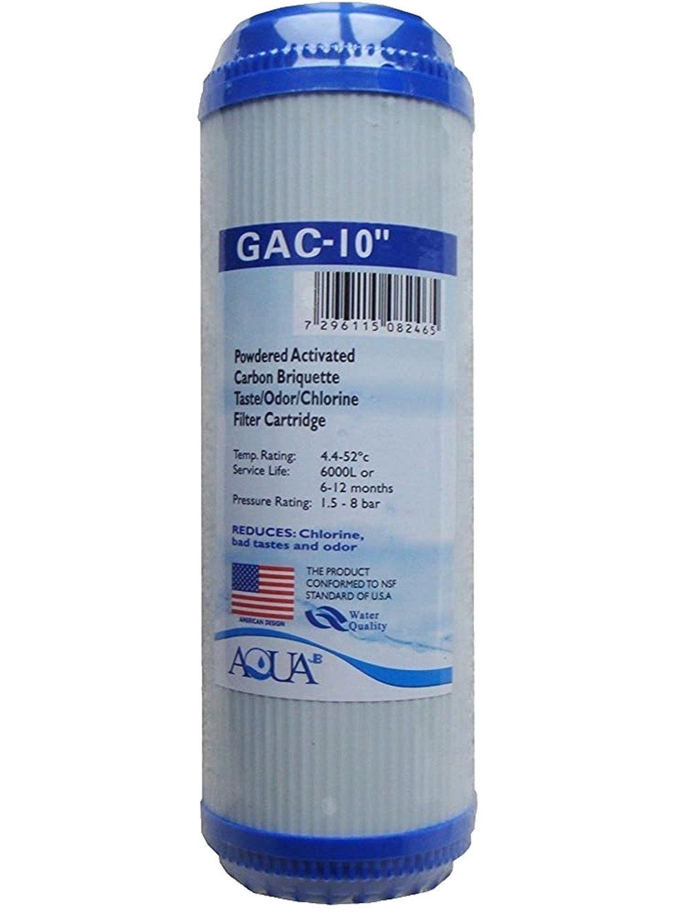 Aqua GAC 10" Water Filter Cartridge Powdered Activated Carbon Briquette - USA